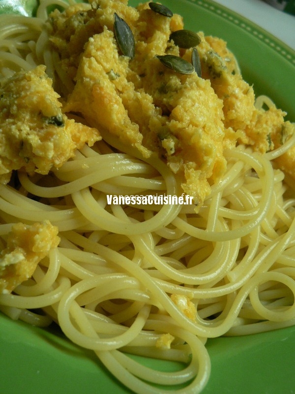 recette de Spaghetti au pesto de courge