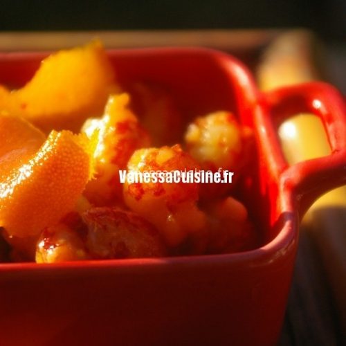 recette d'écrevisses au caramiel orange et gingembre