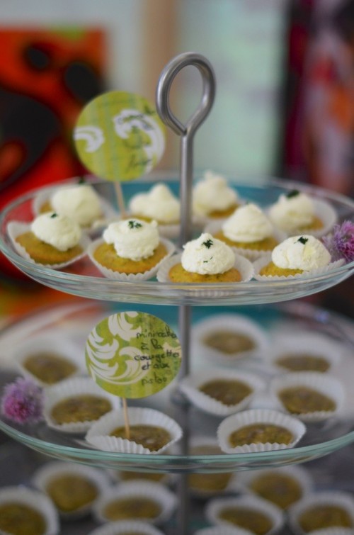 cupcakes truite fumee Buffet végétarien du vernissage