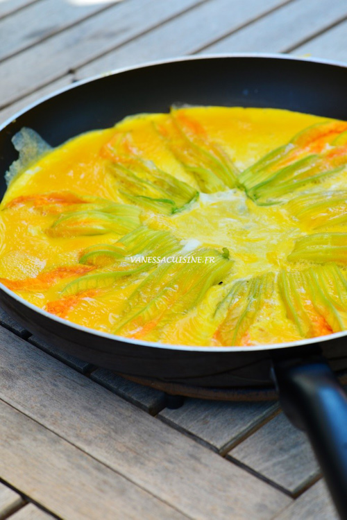 recette d'omelette aux fleurs de courgettes