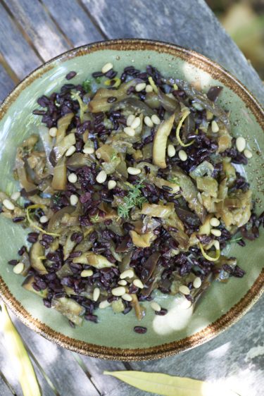 recette de trifolato d'aubergine au riz venere