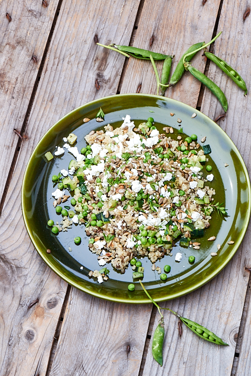 recette de Salade de quinoa, lentilles, petits pois et féta