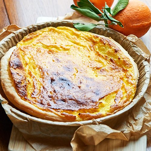 recette de Tarte à l'orange et crème fraîche