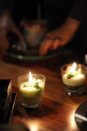 bougies noel Sapins de Noël au thé matcha