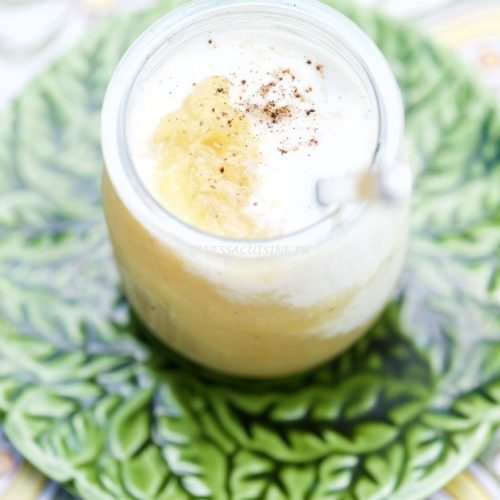 recette de compote d'ananas à la vanille, crème brebis coco