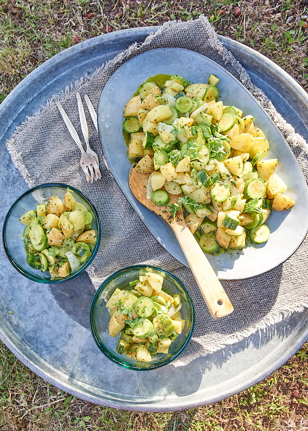 recette de Salade de pommes de terre et courgettes au pistou