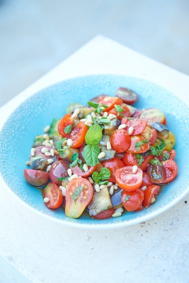 salade aubergine tomates menthe