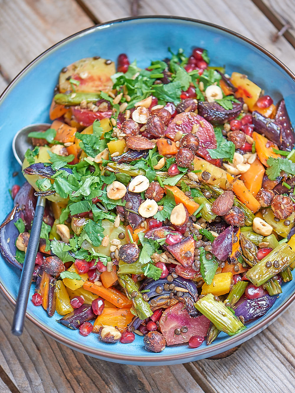 recette de Salade de lentilles aux légumes rôtis