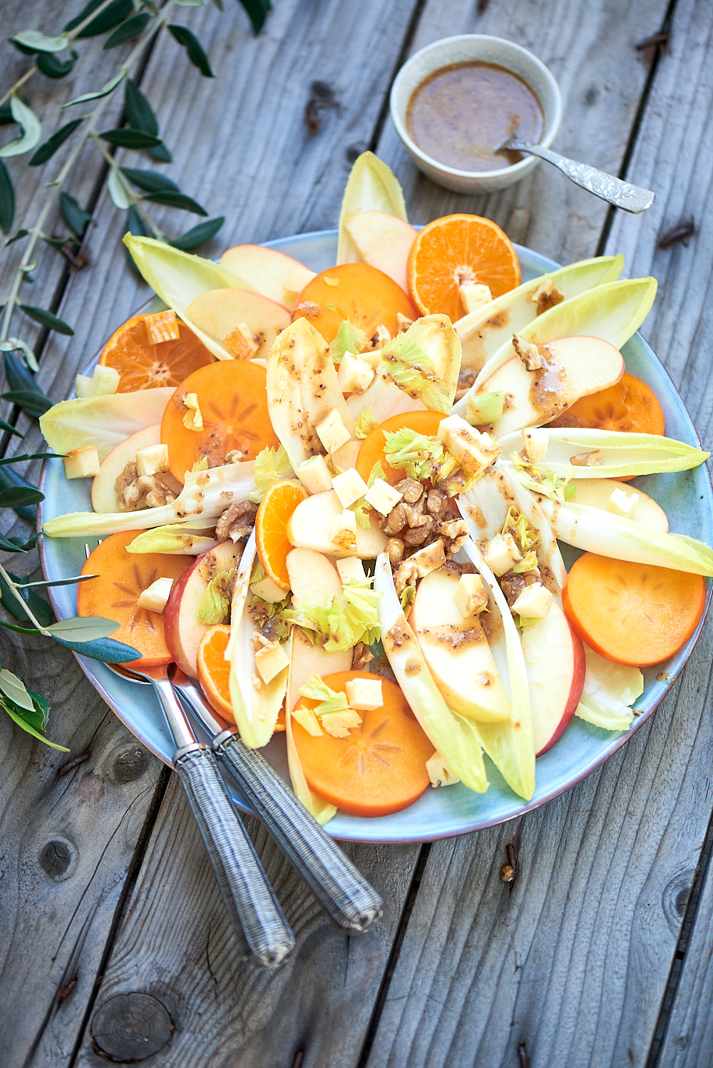 photo culinaire de Salade d'endives au kaki et à la mandarine