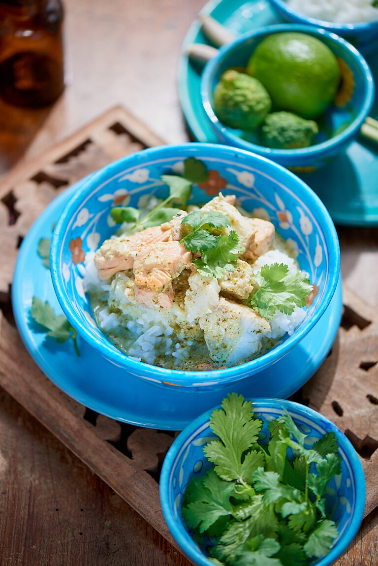 curry thaie vert saumon Curry de poisson au lait de coco