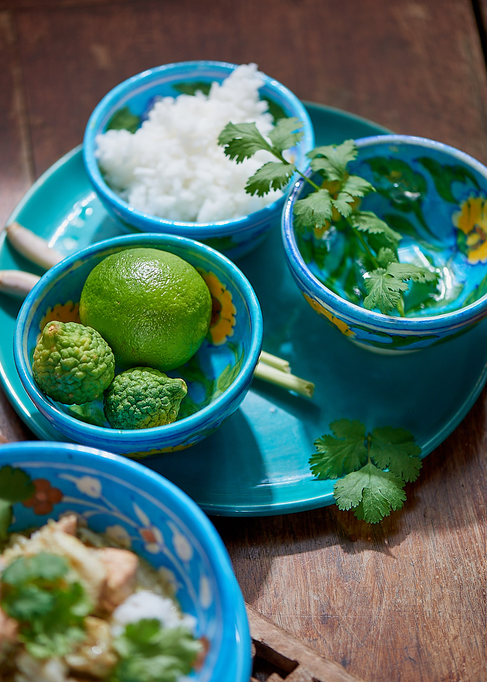 photo des ingrédients pour le curry vert thai